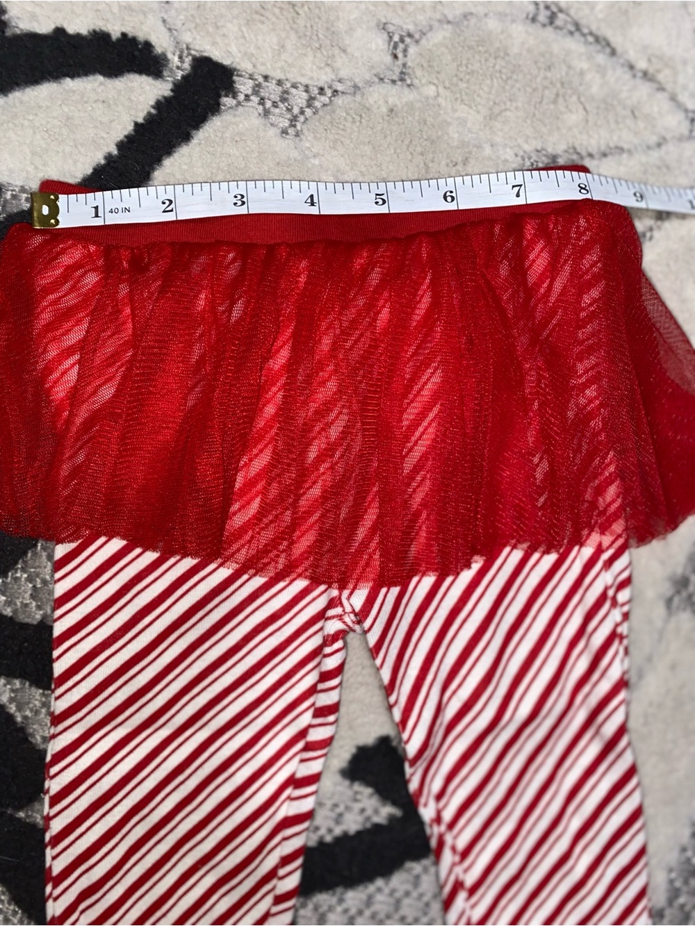 Carter's White Long Sleeve Candy Cane Bodysuit with Red Tulle Skirt Leggings Set - Picture 7 of 7